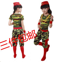 新款儿童演出服男女小军服装幼儿舞蹈演出服军训迷仔八路军表服女