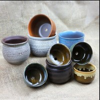 陶瓷多肉植物花盆 创意个性复古中国风透气有孔桌面加厚条纹花盆