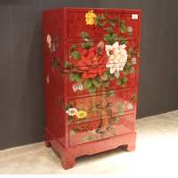 韩式新中式风格彩绘红白色卧室多斗收纳储物柜珠宝首饰柜展示柜