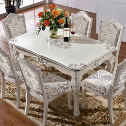 大理石餐桌椅组合欧式长方形6人餐桌法式小户型餐桌家用实木饭桌