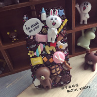 韩国卡通可爱小熊小兔子奶油手机壳成品iPhone6s plus iPhone7 r9