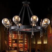北境美式复古魔豆玻璃灯创意网咖酒吧客厅卧室餐厅工业风铁艺吊灯