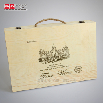 红酒木盒六支 葡萄包装盒子实木质礼品盒木箱子6只红酒木箱六只装