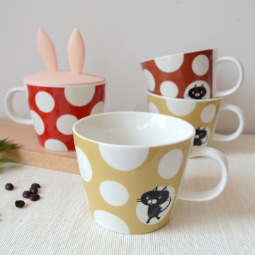 出口日本原装 创意陶瓷卡通猫咪马克杯咖啡杯随手水杯子
