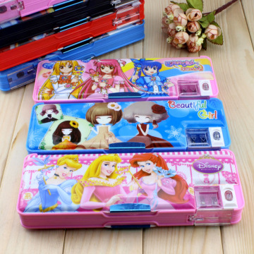 塑料多功能文具盒花花姑娘学生铅笔盒迪士尼公主变形金刚男生包邮