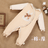 新生儿衣服婴儿连体衣秋冬季女宝宝加厚保暖长袖爬服开档纯棉哈衣