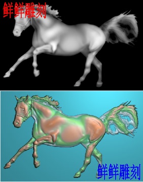 鲜鲜雕刻 单只马 精雕图JDP浮雕图木雕图家具用图电脑雕刻图BMP