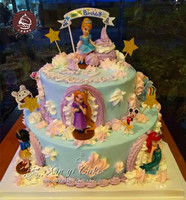 迪士尼公主灰姑娘 睡美人 美人鱼 白雪公主玩偶生日蛋糕速递配送