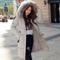 中长款保暖棉服直筒加厚长袖拉链连帽纯色2016年冬季新款韩版棉衣