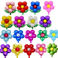 特价新款可爱花朵造型铝膜气球 五瓣心形花气球拱门立柱装饰气球