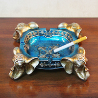 烟灰缸创意客厅家居饰品 欧式个性树脂工艺品摆件大象烟灰缸礼品