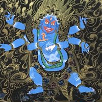 尼泊尔手绘唐卡六臂玛哈嘎拉  手绘唐卡