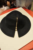 韩国代购2016新款 时尚简约黑色毛呢礼帽女个性拉链帽子潮