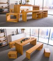 简约现代长方形可定制全实木长桌长凳方凳餐桌泡茶桌办公桌工作台