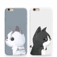 苹果6s简约创意软手机壳 iphone6日本硅胶浮雕情侣天使猫咪保护套