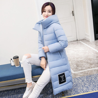 2016冬季韩版中长款过膝立领羽绒服女加厚修身棉衣收腰拼接外套潮