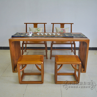 新中式简约功夫茶桌椅禅意老榆木免漆全实木茶桌椅办公桌组合定制