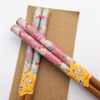天然竹木筷子套装家用餐具套装KT猫印花筷子竹制健康中大童专用筷