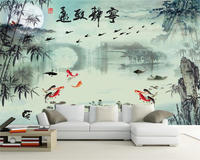 3D中式水墨山水风景电视背景墙纸卧室沙发定制大型壁画无纺布壁纸