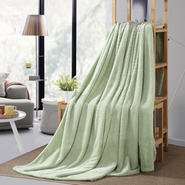 法莱绒网眼菠萝格加厚纯色毛毯午睡沙发空调盖毯素色珊瑚绒休闲毯