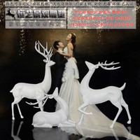 树脂玻璃钢雕塑鹿摆件欧式婚庆摆件装饰仿真动物白家居客厅装饰品