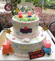 上海儿童小猪佩奇卡通玩偶生日蛋糕 宝宝周岁双满月百日蛋糕配送