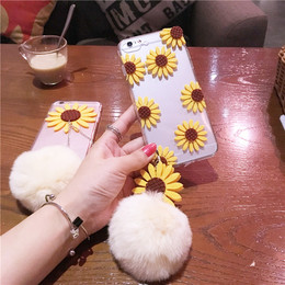 韩国太阳花毛球苹果iphone6S手机壳透明软壳7plus硅胶保护套女