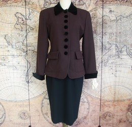 80年代美产 女款职业套装 法国奢侈品牌D家 古着vintage羊毛外套