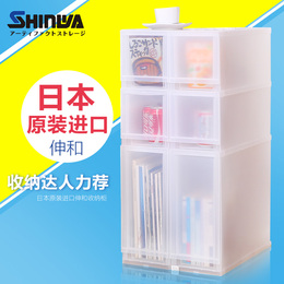 日本进口伸和抽屉式收纳柜3层窄版 透明塑料瘦型储物柜夹缝收纳柜
