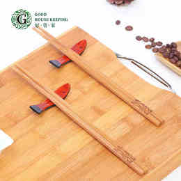 好管家无漆无蜡楠木碳化筷子中式烙花家用餐具竹餐筷防滑筷子10双