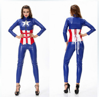 万圣节成人服装 蓝色女美国队长复仇者联盟 Cosplay女战士套装