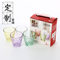 厂家热卖环保彩色玻璃水杯 小雨点广告促销礼品杯2016必备礼品