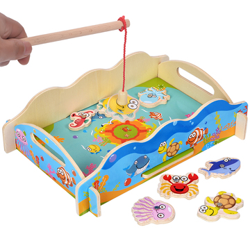钓鱼玩具磁性1-2-3岁周岁女宝宝女孩男孩益智小孩木质婴幼儿玩具