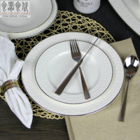 食器食代银边浮雕餐具高档欧式餐具出口级骨瓷餐具碗盘子套装包邮