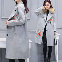 2016秋冬季新款韩版显瘦学生宽松羊绒大衣长袖中长款毛呢外套女潮