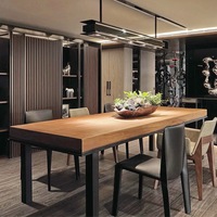 北欧工业风loft小户型餐桌椅组合简约长方形吃饭桌子铁艺实木餐桌