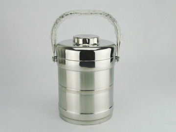 直型不锈钢真空保温饭盒保温桶提锅 三层可爱学生保温便当盒饭桶
