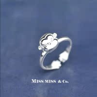 MISS MISS 925银饰 本命年精致可爱萌小猴开口可调节戒指日韩包邮
