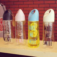 韩国创意大容量男女学生便携塑料柠檬水杯夏季运动水壶简约随手杯