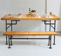 美式乡村工业风铁艺实木餐桌椅组合长凳酒吧桌奶茶店咖啡休闲桌子